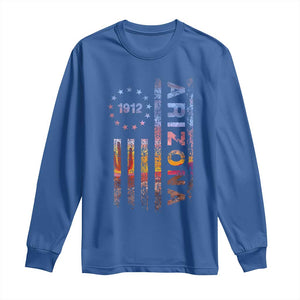 Arizona American Flag Pride Cactus Landscape Established 1912 Long Sleeve Shirt