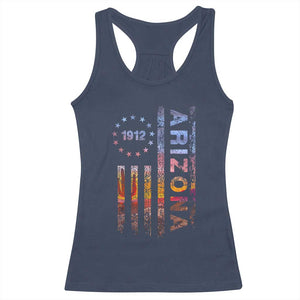 Arizona American Flag Pride Cactus Landscape Established 1912 Racerback Tank Top
