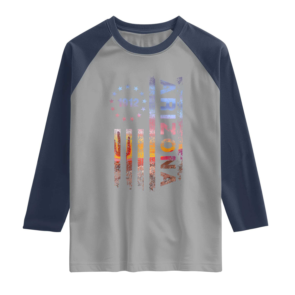 Arizona American Flag Pride Cactus Landscape Established 1912 Raglan Shirt