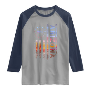 Arizona American Flag Pride Cactus Landscape Established 1912 Raglan Shirt