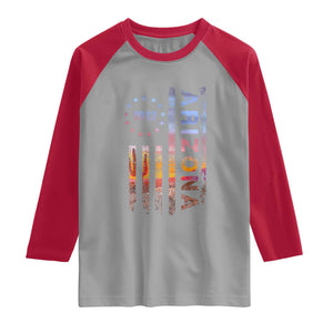 Arizona American Flag Pride Cactus Landscape Established 1912 Raglan Shirt