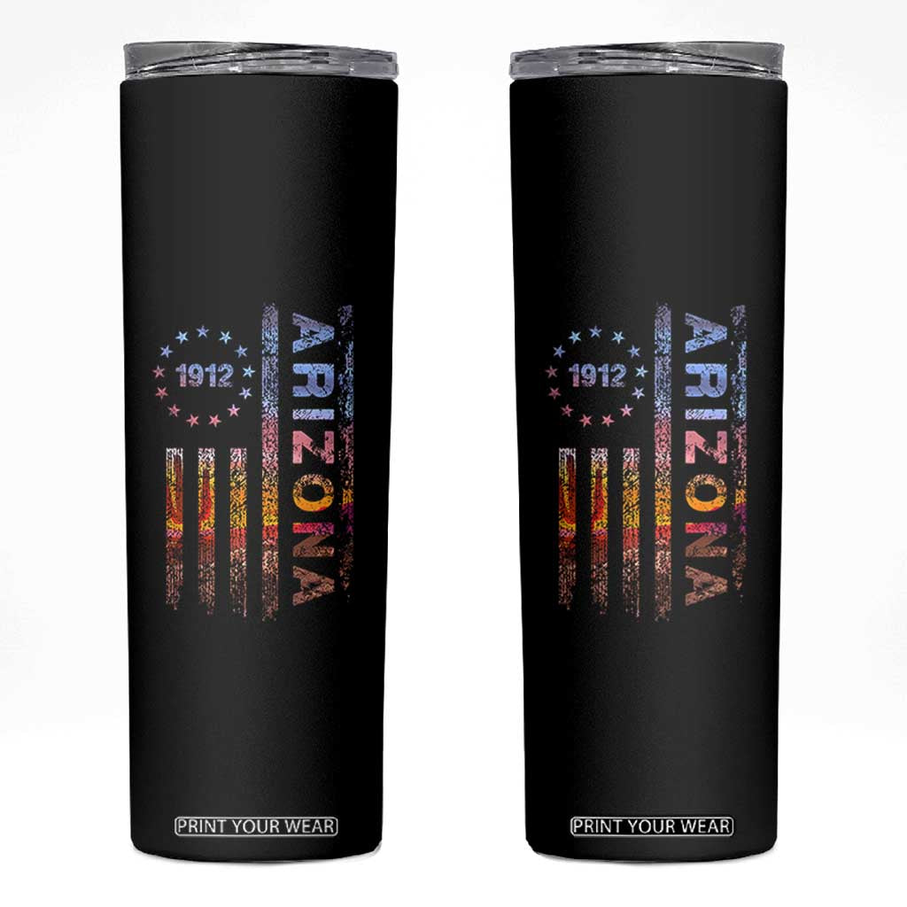 Arizona American Flag Pride Cactus Landscape Established 1912 Skinny Tumbler