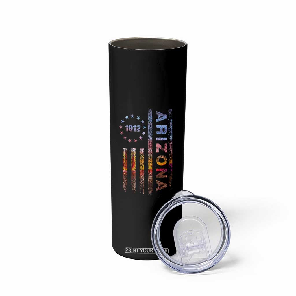 Arizona American Flag Pride Cactus Landscape Established 1912 Skinny Tumbler
