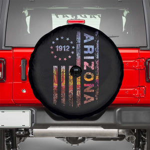 Arizona American Flag Pride Cactus Landscape Established 1912 Spare Tire Cover TS14 Black Print Your Wear