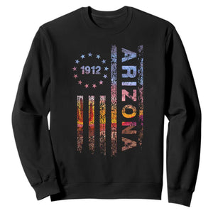 Arizona American Flag Pride Cactus Landscape Established 1912 Sweatshirt