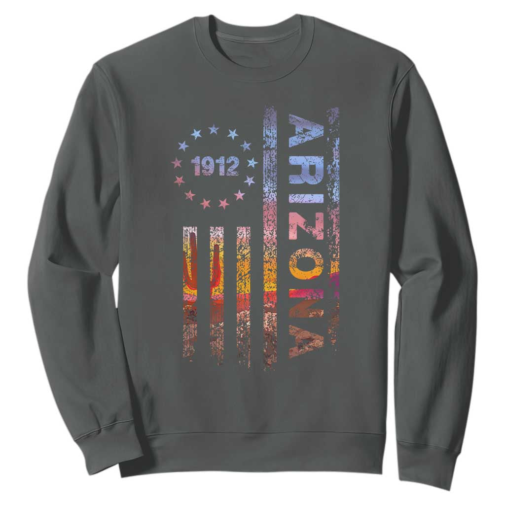Arizona American Flag Pride Cactus Landscape Established 1912 Sweatshirt