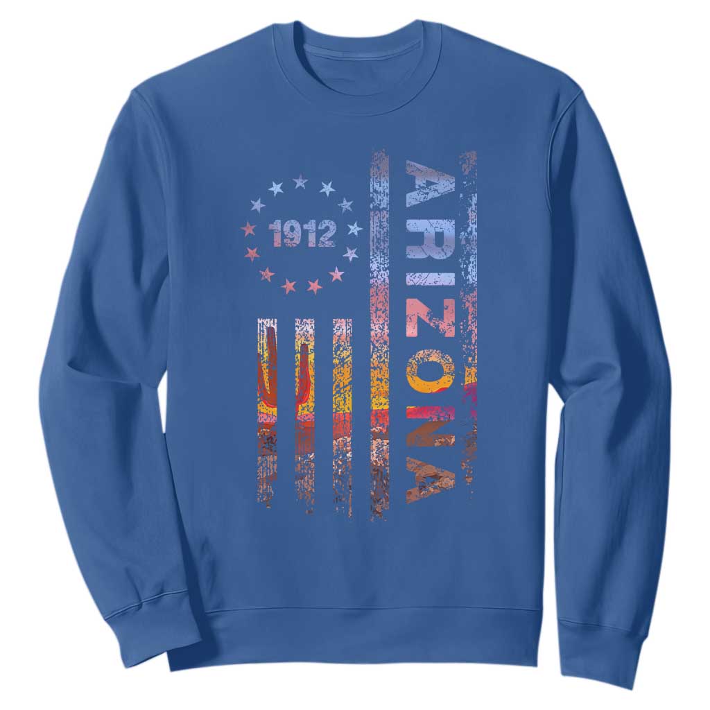 Arizona American Flag Pride Cactus Landscape Established 1912 Sweatshirt
