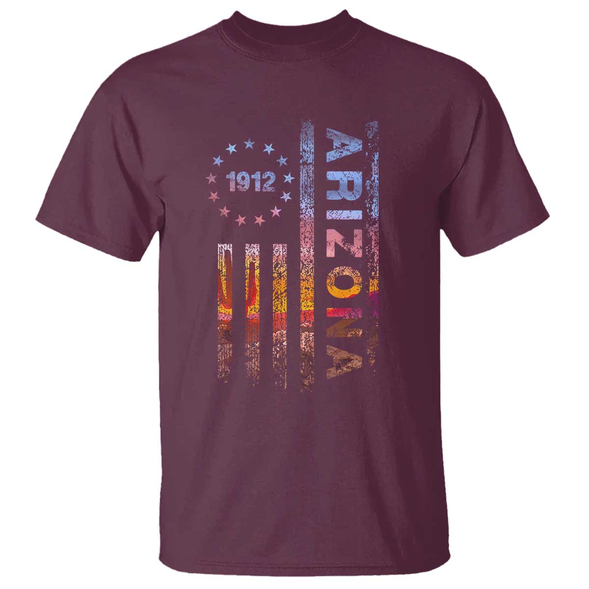 Arizona American Flag Pride Cactus Landscape Established 1912 T Shirt