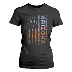 Arizona American Flag Pride Cactus Landscape Established 1912 T Shirt For Women