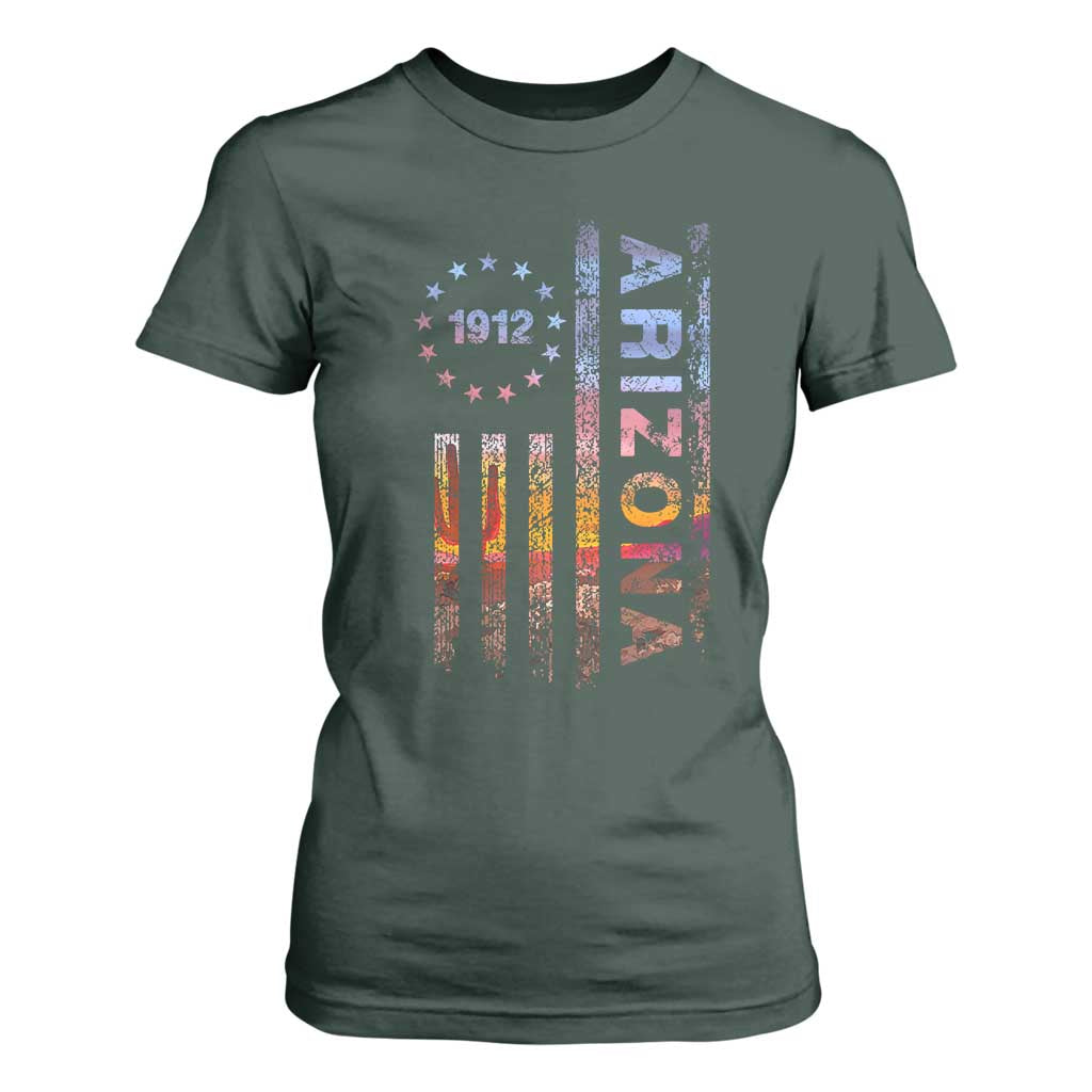 Arizona American Flag Pride Cactus Landscape Established 1912 T Shirt For Women