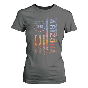 Arizona American Flag Pride Cactus Landscape Established 1912 T Shirt For Women