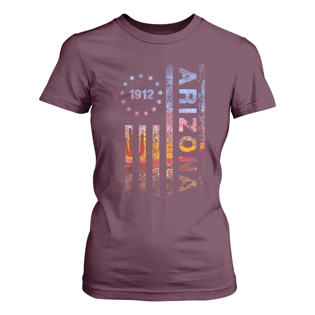 Arizona American Flag Pride Cactus Landscape Established 1912 T Shirt For Women