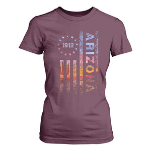 Arizona American Flag Pride Cactus Landscape Established 1912 T Shirt For Women