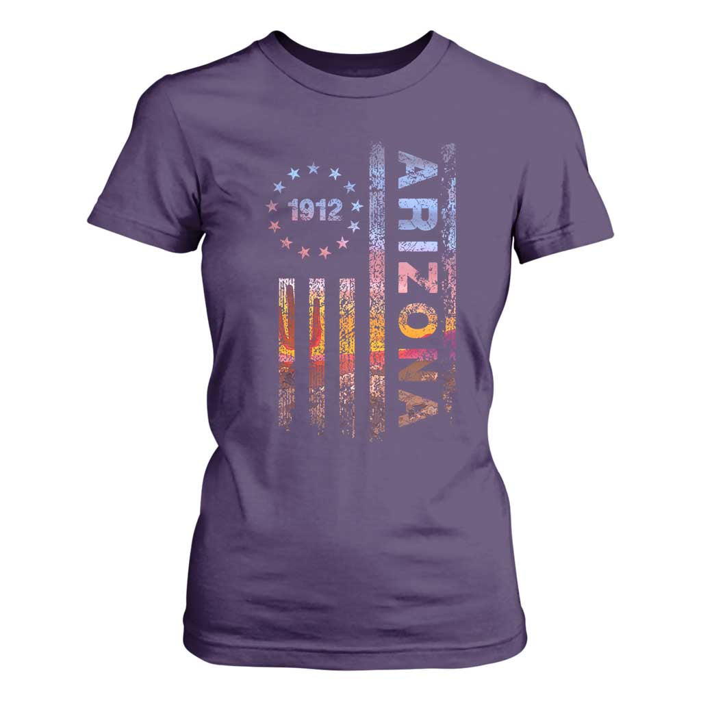 Arizona American Flag Pride Cactus Landscape Established 1912 T Shirt For Women