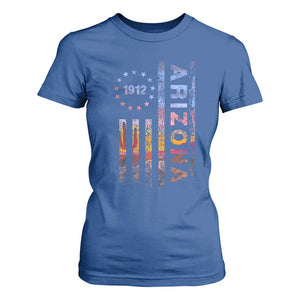 Arizona American Flag Pride Cactus Landscape Established 1912 T Shirt For Women