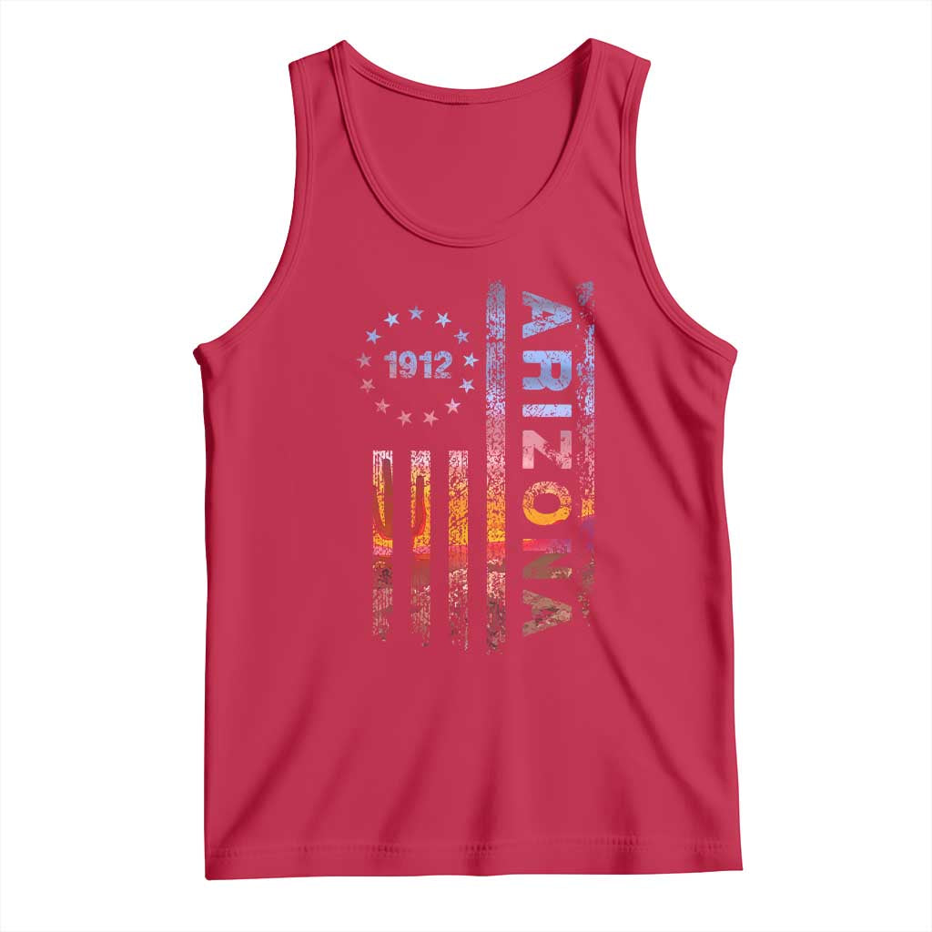 Arizona American Flag Pride Cactus Landscape Established 1912 Tank Top
