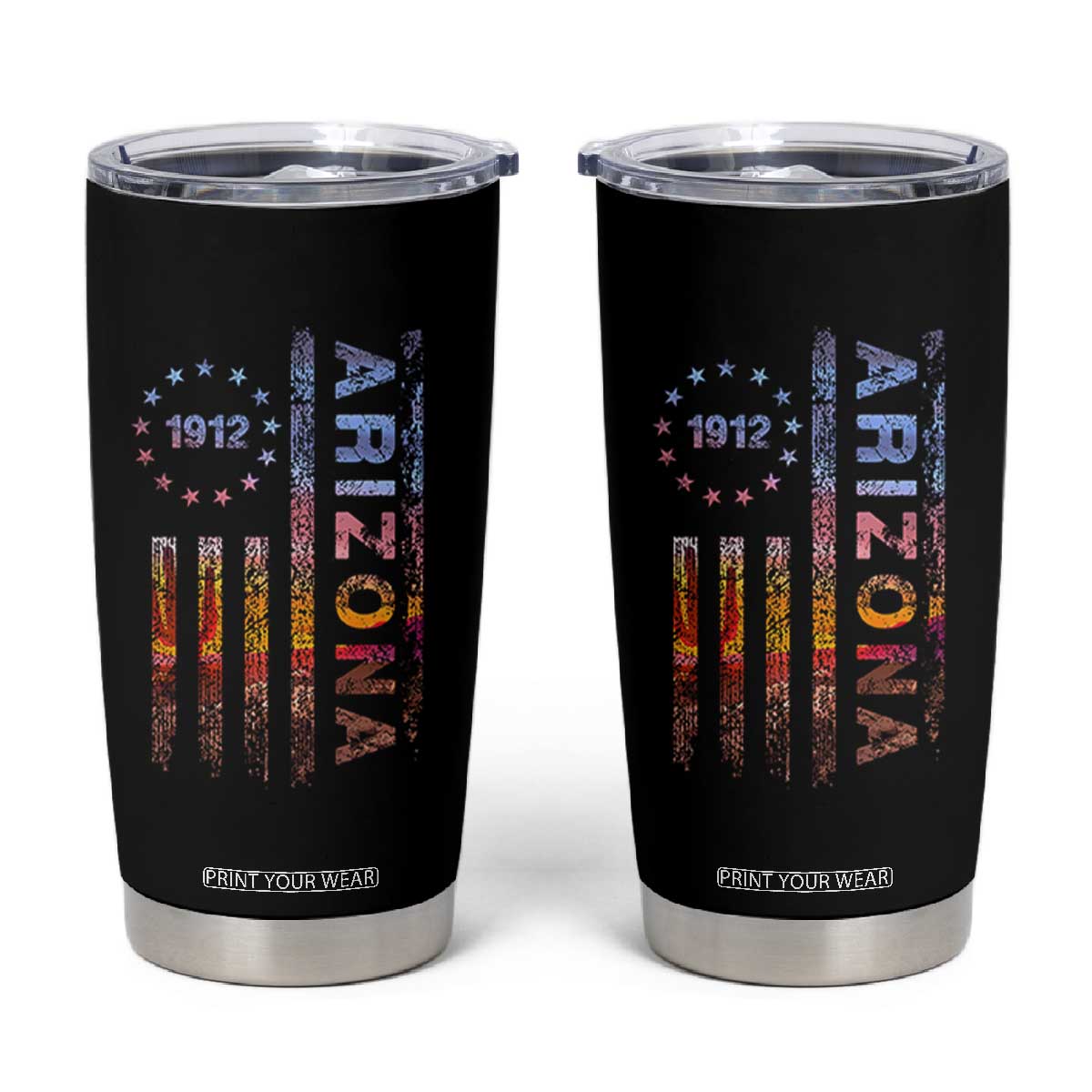 Arizona American Flag Pride Cactus Landscape Established 1912 Tumbler Cup