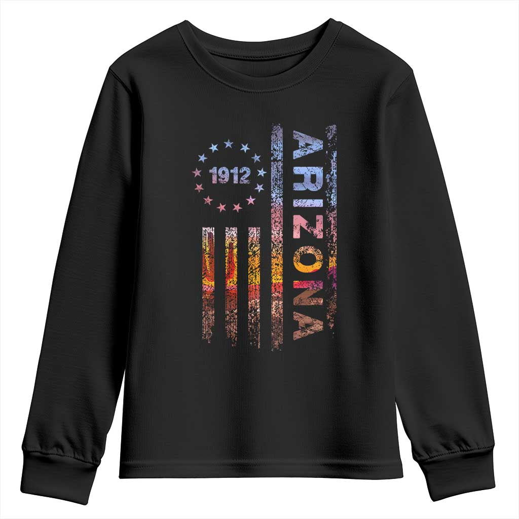 Arizona American Flag Pride Cactus Landscape Established 1912 Youth Sweatshirt