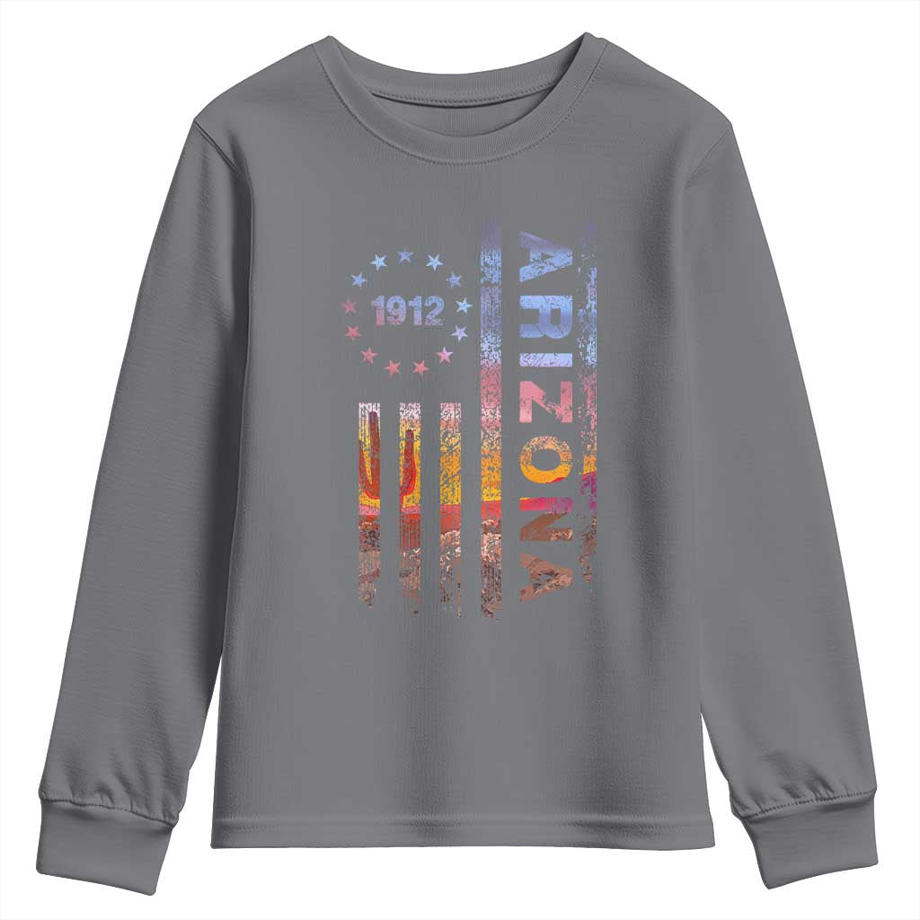 Arizona American Flag Pride Cactus Landscape Established 1912 Youth Sweatshirt