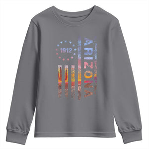 Arizona American Flag Pride Cactus Landscape Established 1912 Youth Sweatshirt