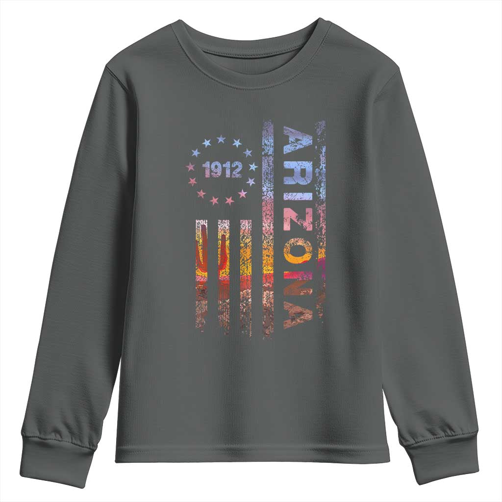 Arizona American Flag Pride Cactus Landscape Established 1912 Youth Sweatshirt