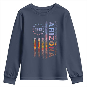 Arizona American Flag Pride Cactus Landscape Established 1912 Youth Sweatshirt