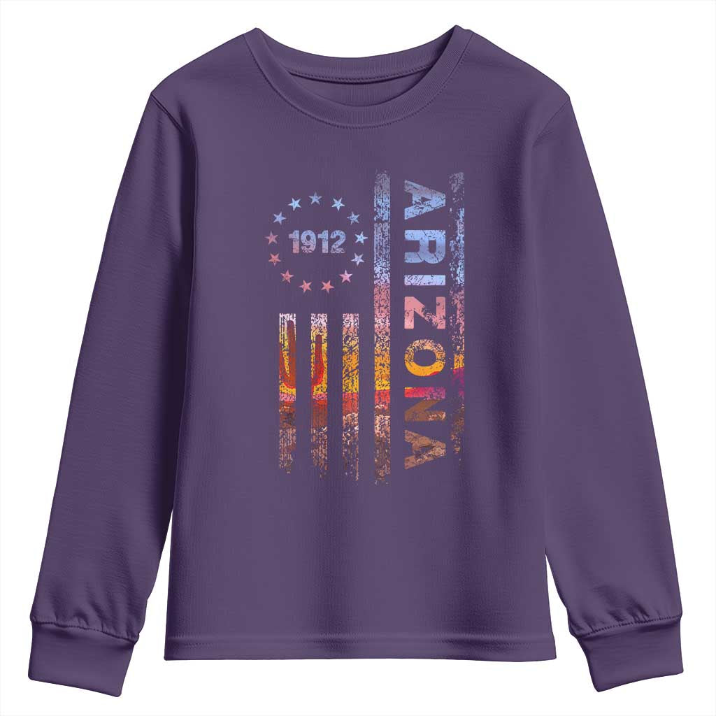 Arizona American Flag Pride Cactus Landscape Established 1912 Youth Sweatshirt