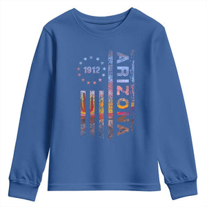 Arizona American Flag Pride Cactus Landscape Established 1912 Youth Sweatshirt