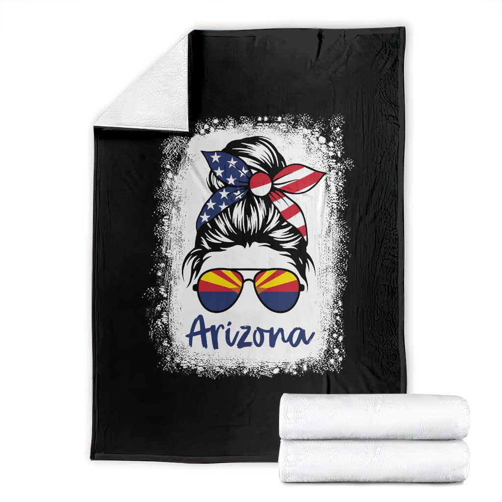 Arizona American Flag Messy Bun Pride Throw Blanket TS14 Black Print Your Wear