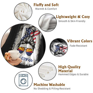 Arizona American Flag Messy Bun Pride Throw Blanket