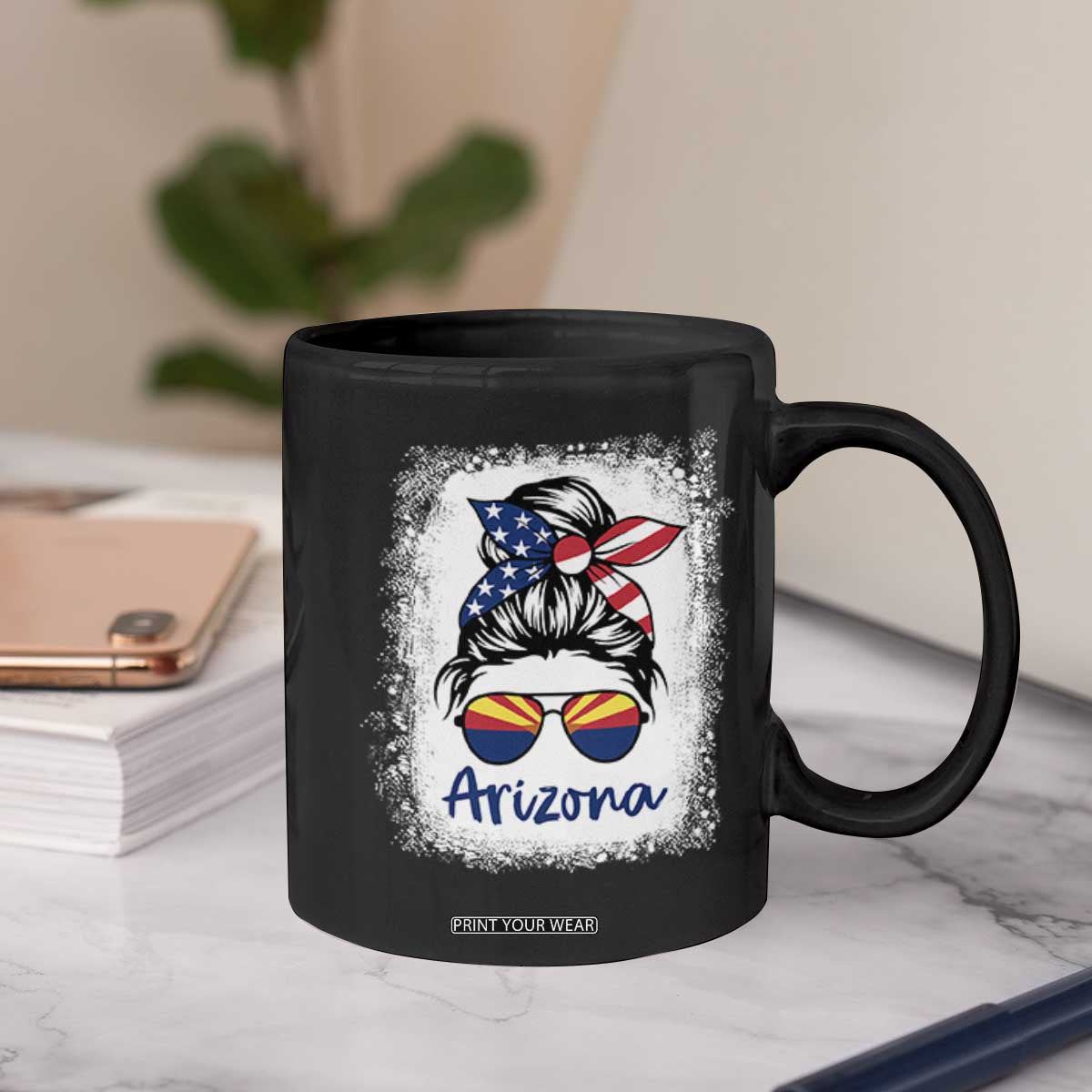 Arizona American Flag Messy Bun Pride Coffee Mug