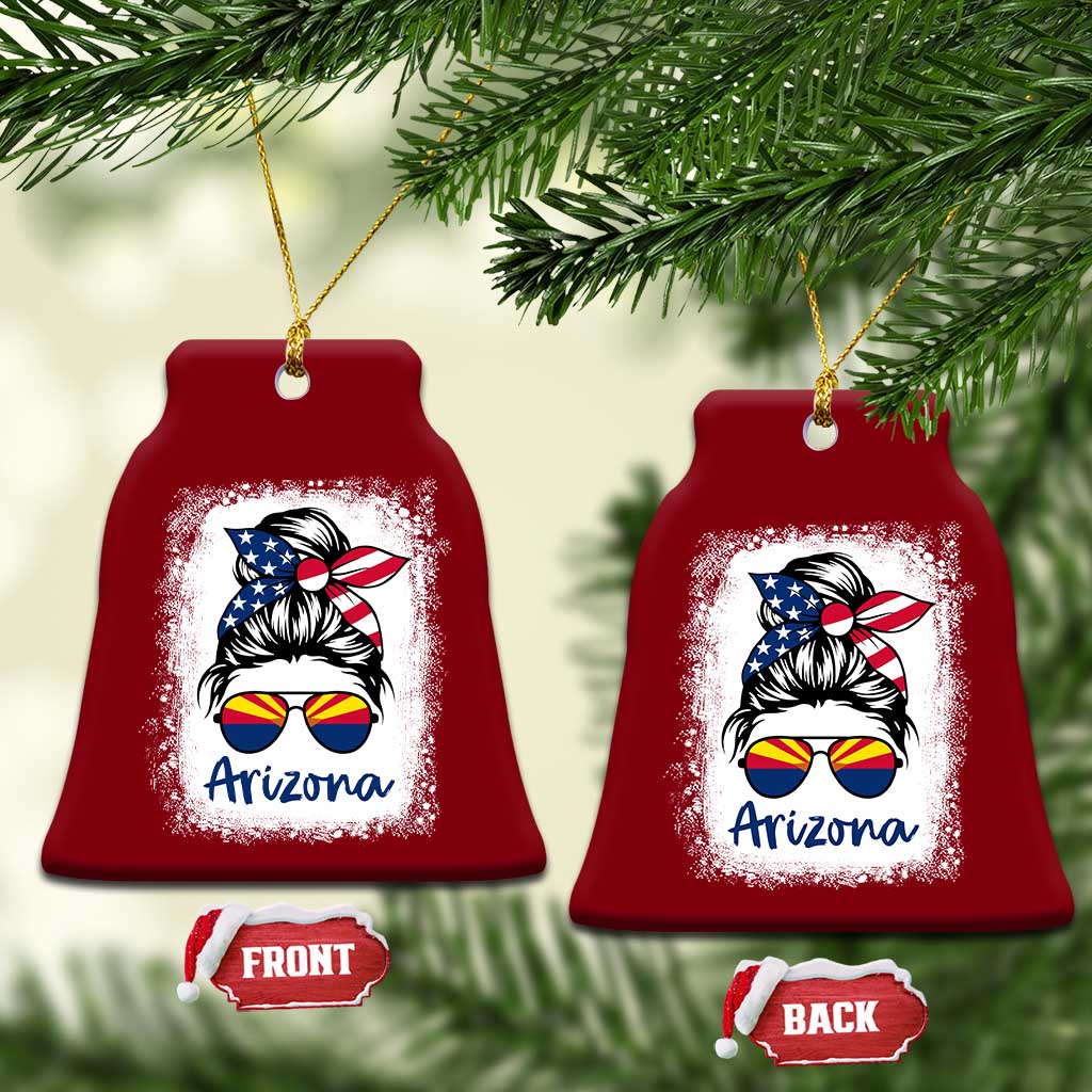 Arizona American Flag Messy Bun Pride Ceramic Ornament