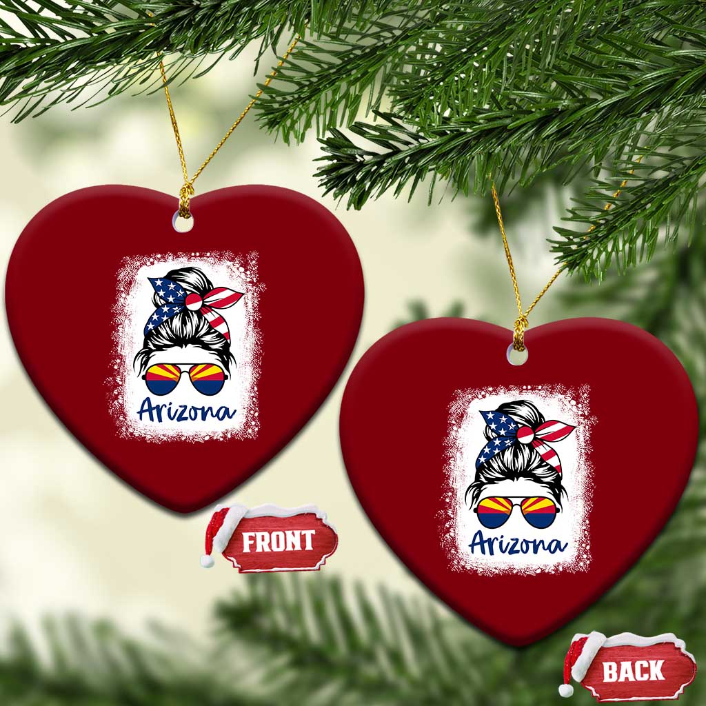 Arizona American Flag Messy Bun Pride Ceramic Ornament