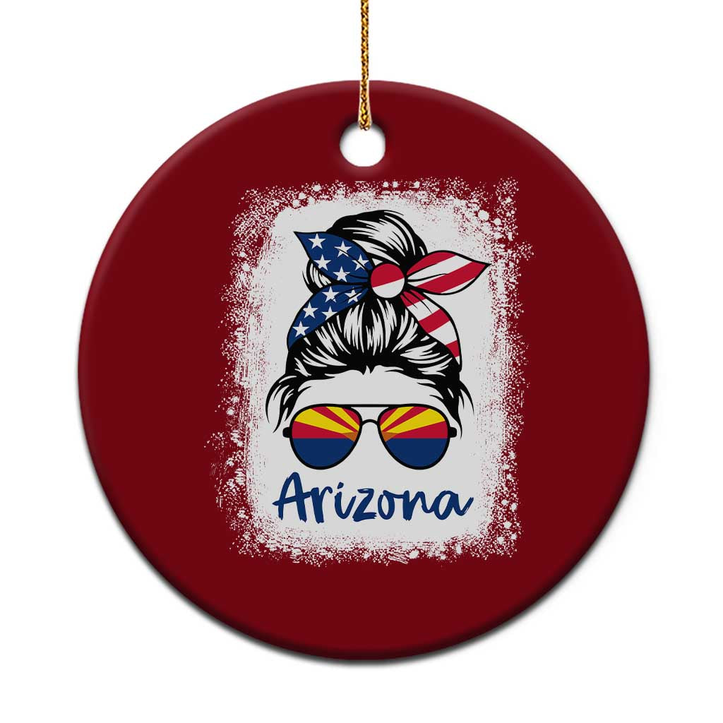 Arizona American Flag Messy Bun Pride Ceramic Ornament TS14 1pc Red Print Your Wear