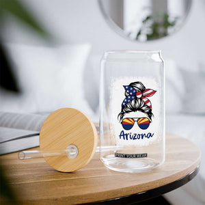 Arizona American Flag Messy Bun Pride Glass Can