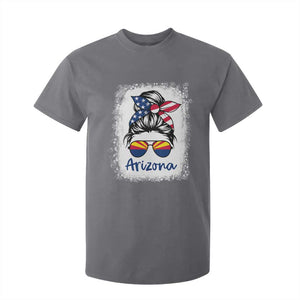 Arizona American Flag Messy Bun Pride T Shirt For Kid