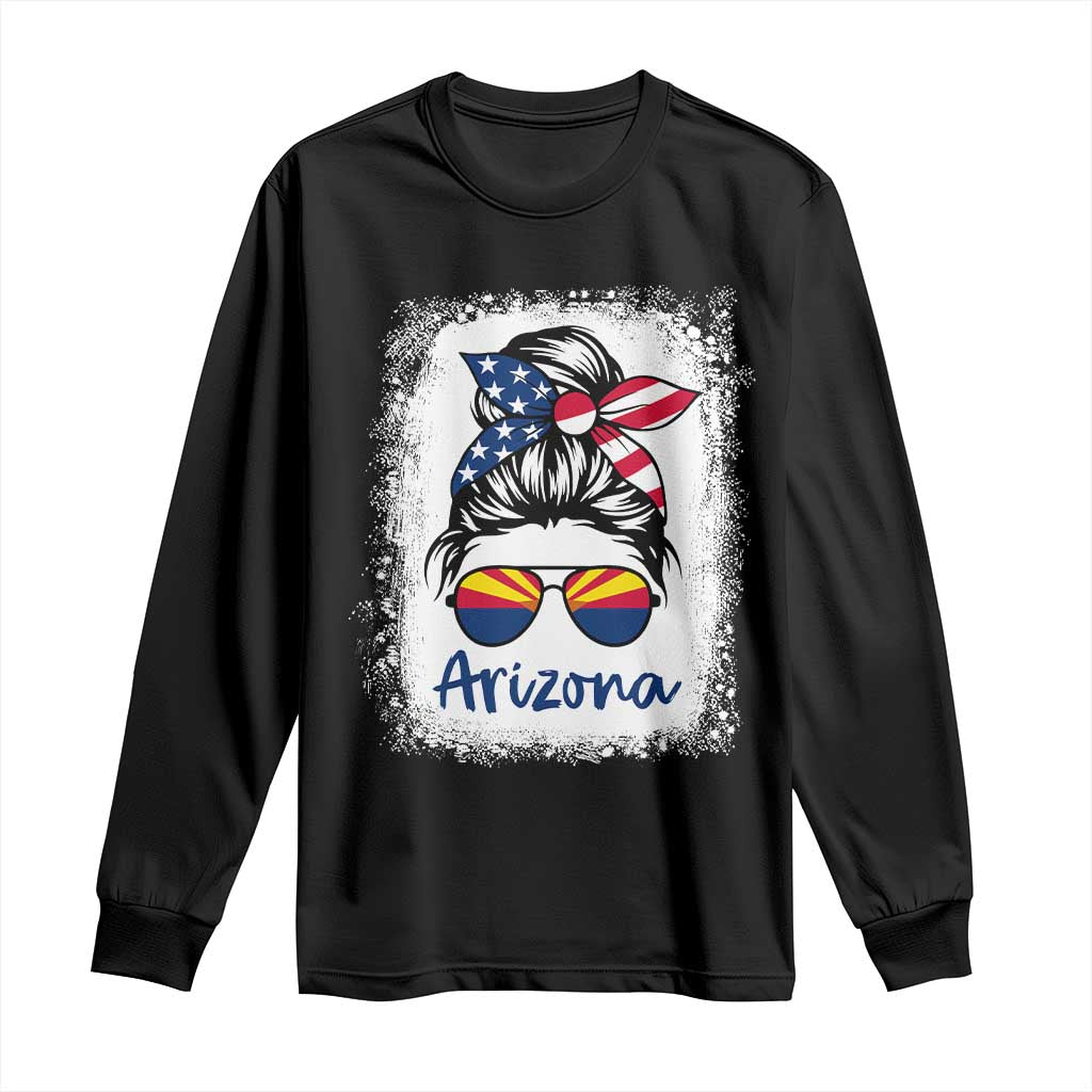 Arizona American Flag Messy Bun Pride Long Sleeve Shirt