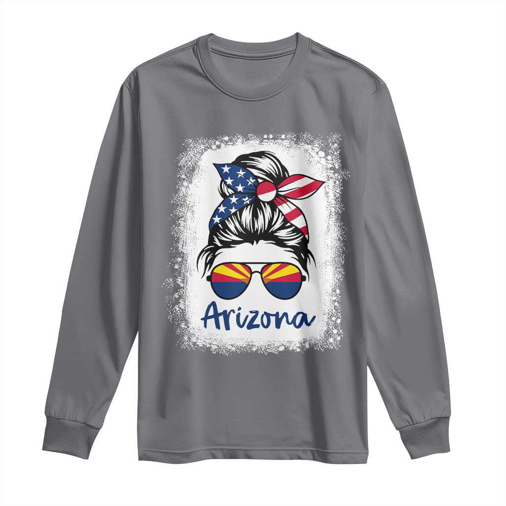Arizona American Flag Messy Bun Pride Long Sleeve Shirt