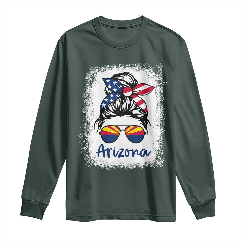 Arizona American Flag Messy Bun Pride Long Sleeve Shirt