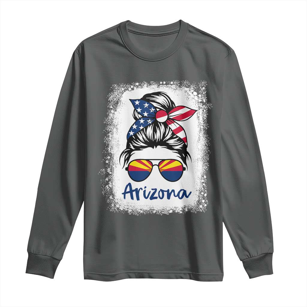Arizona American Flag Messy Bun Pride Long Sleeve Shirt