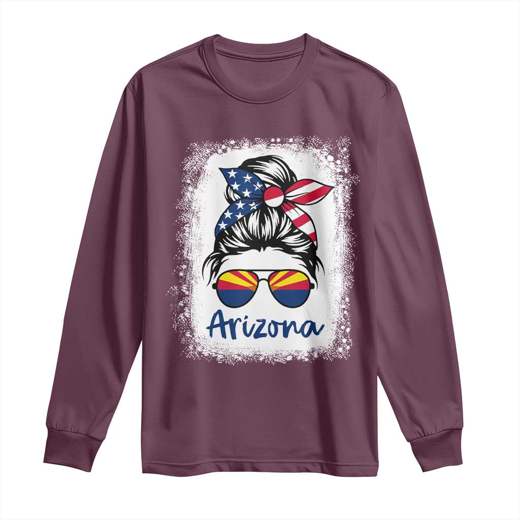 Arizona American Flag Messy Bun Pride Long Sleeve Shirt