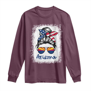 Arizona American Flag Messy Bun Pride Long Sleeve Shirt