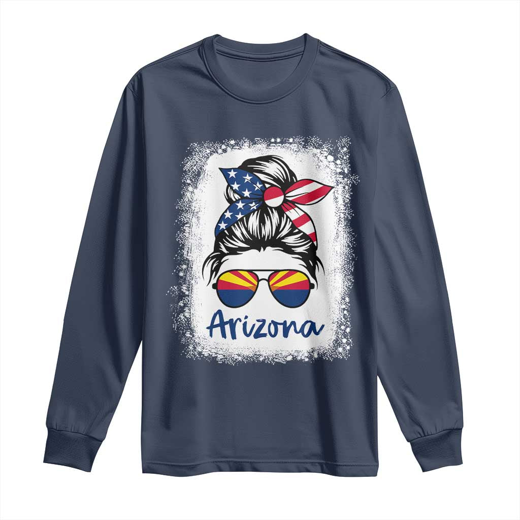 Arizona American Flag Messy Bun Pride Long Sleeve Shirt
