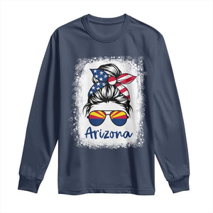 Arizona American Flag Messy Bun Pride Long Sleeve Shirt