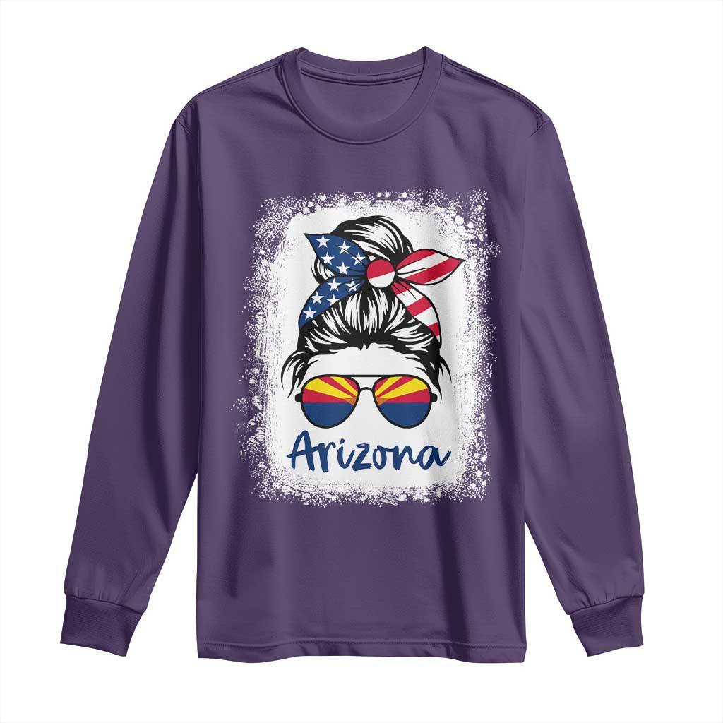 Arizona American Flag Messy Bun Pride Long Sleeve Shirt