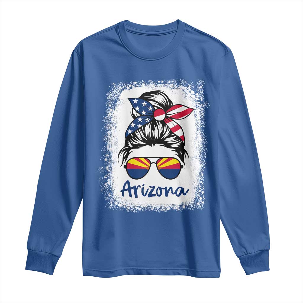 Arizona American Flag Messy Bun Pride Long Sleeve Shirt