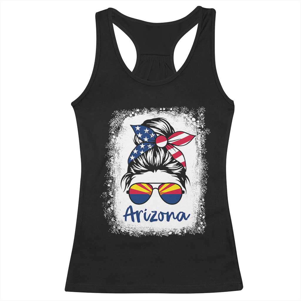 Arizona American Flag Messy Bun Pride Racerback Tank Top