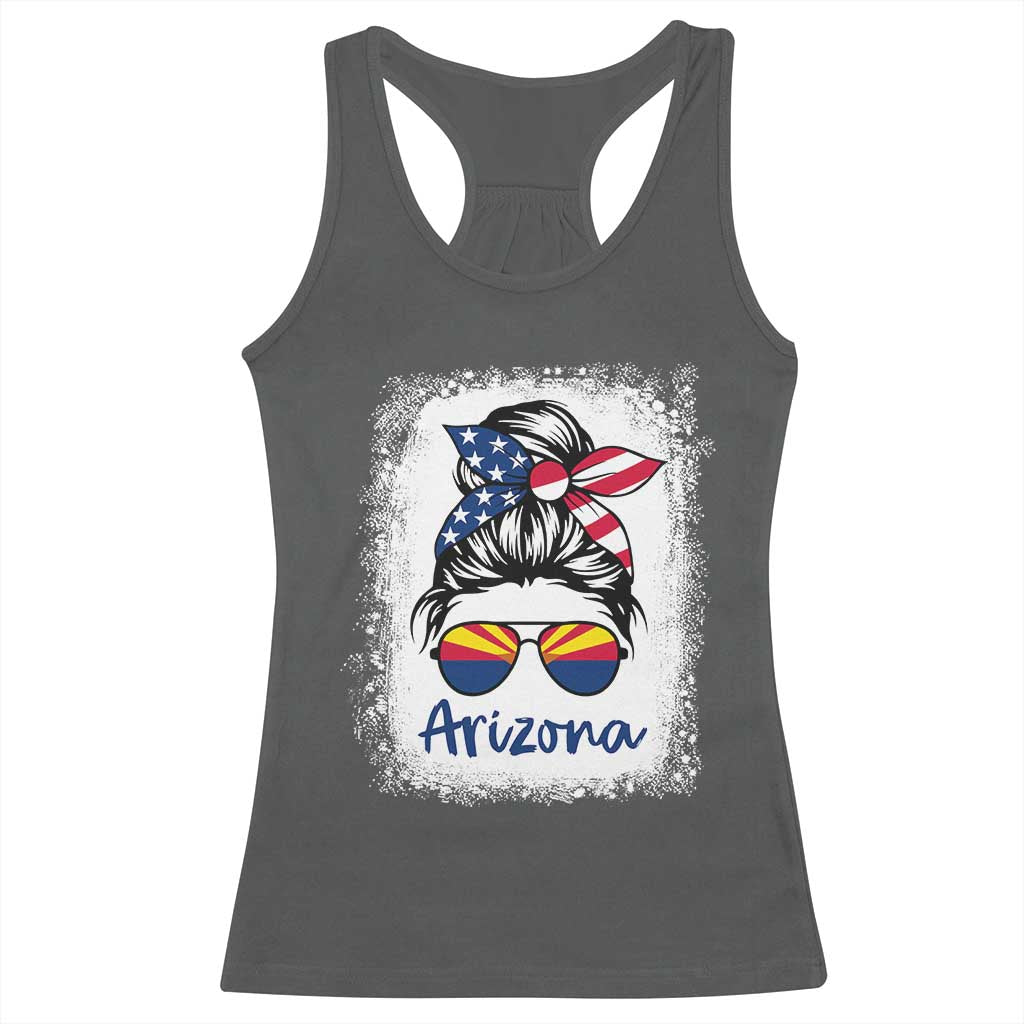 Arizona American Flag Messy Bun Pride Racerback Tank Top