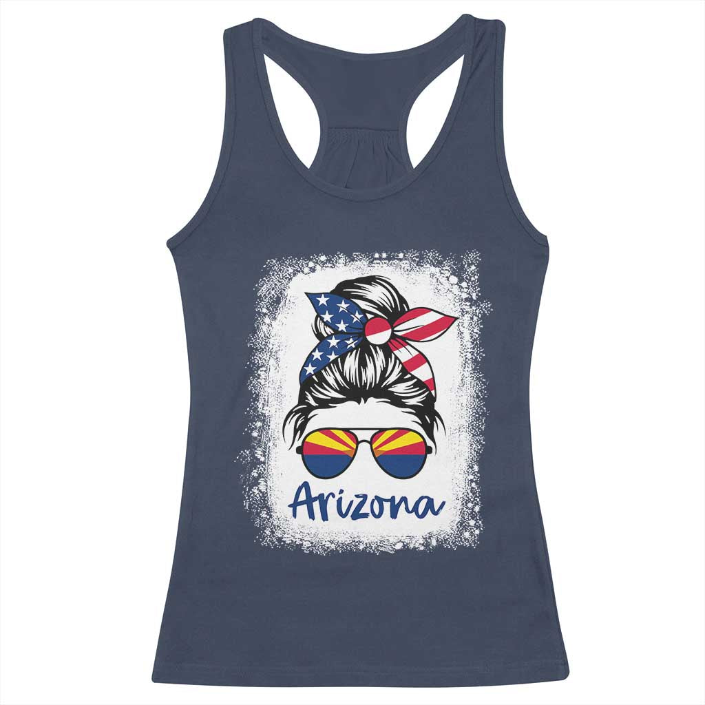Arizona American Flag Messy Bun Pride Racerback Tank Top