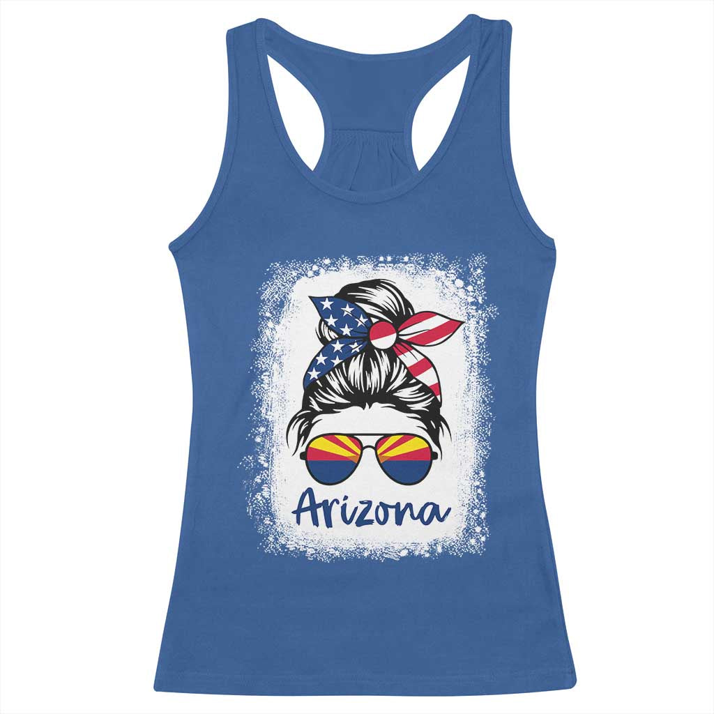 Arizona American Flag Messy Bun Pride Racerback Tank Top